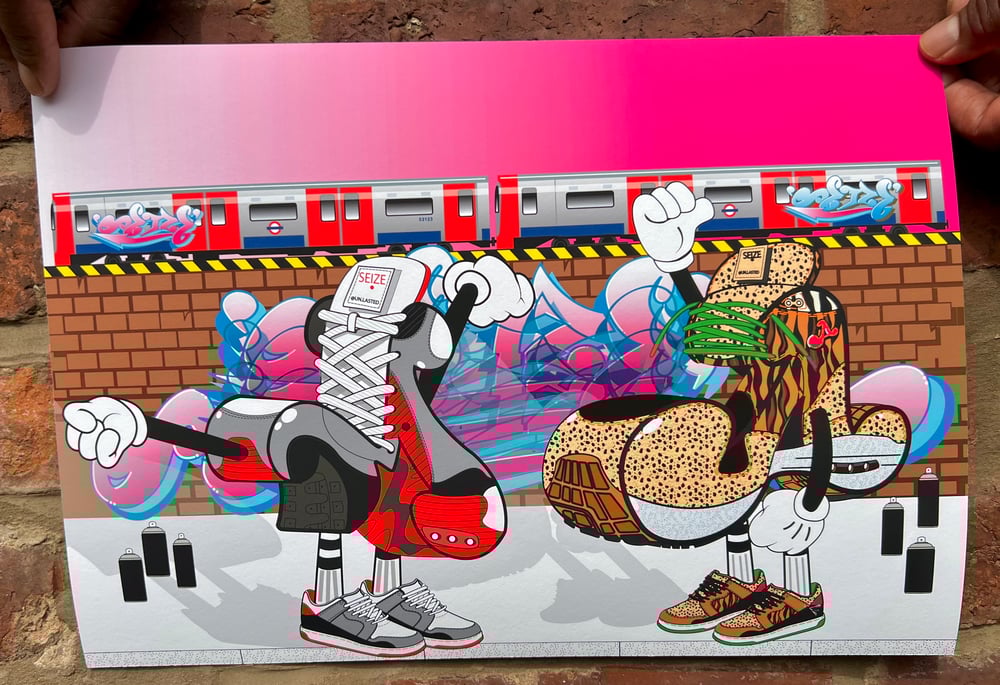 Image of Graffiti Sneakers on Alphabet Street Giclee print