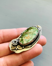 Image 3 of pilot mountain turquoise necklace . sterling silver and 14k gold