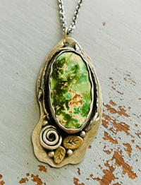 Image 4 of pilot mountain turquoise necklace . sterling silver and 14k gold