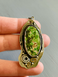Image 5 of pilot mountain turquoise necklace . sterling silver and 14k gold