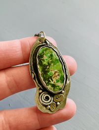 Image 7 of pilot mountain turquoise necklace . sterling silver and 14k gold