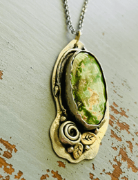 Image 8 of pilot mountain turquoise necklace . sterling silver and 14k gold