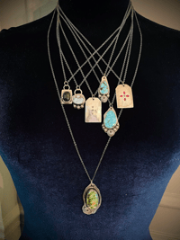 Image 10 of pilot mountain turquoise necklace . sterling silver and 14k gold
