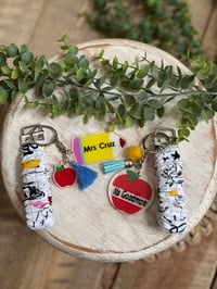 Handmade Teacher Keychains – Scrunchie Wristlet Key Fob with Personalized Charms