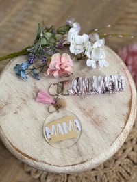Handmade “Mama” Keychain – Scrunchie Wristlet Gift for Moms
