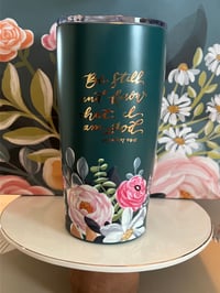 Image 1 of Be Still Teal Floral Stainless Steel Travel Tumbler