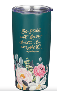 Image 2 of Be Still Teal Floral Stainless Steel Travel Tumbler
