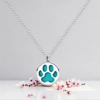 Hypoallergenic Paw Print Essential Oil Necklace 🌿 – Sleek Stainless Steel Design