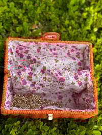 Image 3 of Mini Orange Straw Bag w/Crossbody Chain