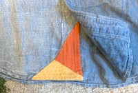 Image 4 of FDMTL indigo dyed chambray shirt with fabric detail, size M