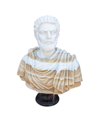 Image 1 of Hand-Carved Marble & Onyx Bust of Marcus Aurelius on Base