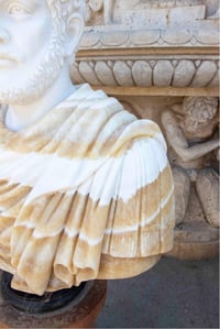 Image 2 of Hand-Carved Marble & Onyx Bust of Marcus Aurelius on Base