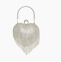Image 1 of SILVER FORMAL HEART SHAPE EVENING PURSE CLUTCH 