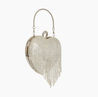 Image 3 of SILVER FORMAL HEART SHAPE EVENING PURSE CLUTCH 
