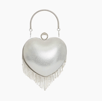 Image 4 of SILVER FORMAL HEART SHAPE EVENING PURSE CLUTCH 