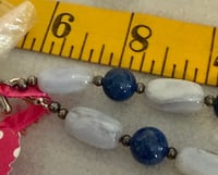 Image 2 of Chalcedony and Lapis with silver tone spacers and matching earrings 