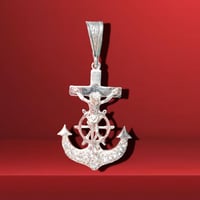 Dije Cruz Ancla 1.9” 925 Plata Mexicana