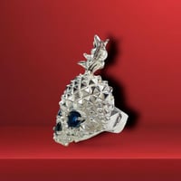 Image 2 of Anillo Piña Calavera Azul 925 Plata Mexicana