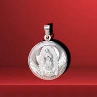 Dije Virgen de Guadalupe Redonda 1.5” 925 Plata Mexicana