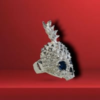Image 3 of Anillo Piña Calavera Azul 925 Plata Mexicana