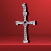 Dije Cruz Circonia  2” 925 Plata Mexicana