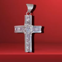 Dije Cruz Circonia 2.2” 925 Plata Mexicana