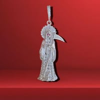 Dije Santa Muerte Circonia 2.7” 925 Plata Mexicana