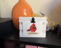 Image 2 of Mini Art Print | Giclée | Cute Red Cardinal Bird | ACEO 3.5"x2.5"