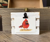 Image 3 of Mini Art Print | Giclée | Cute Red Cardinal Bird | ACEO 3.5"x2.5"