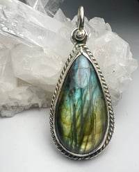 Image 1 of Labradorite Stone and Sterling Silver Pendant