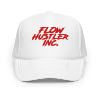 Image 1 of White And Red Hustler Trucker Hat 
