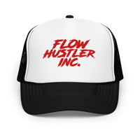 Image 1 of Black White With Red Hustler Tucker Hat 