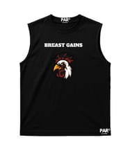 Image 1 of BREAST GAINS MUSCLE TEE ( BLACK AND WHITE)