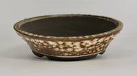 Image 2 of Round bonsai pot in cratered glaze. 188x44mm