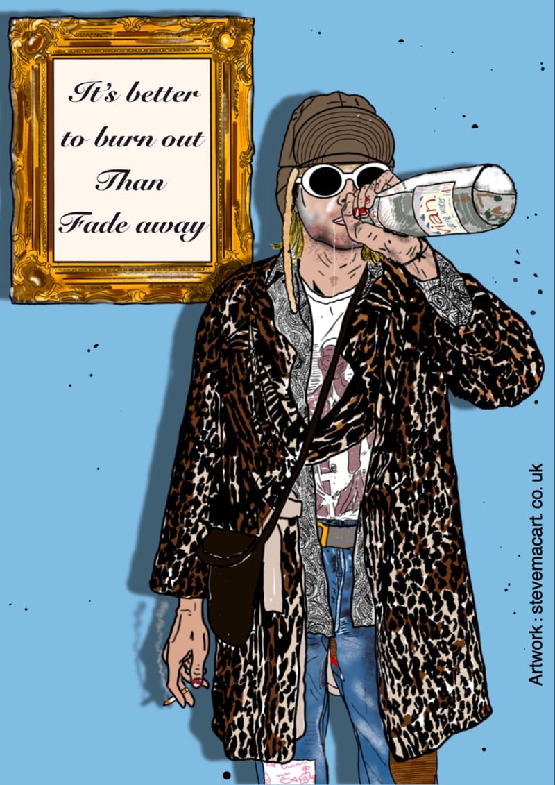 Kurt Cobain - Nirvana Art Print - Blue