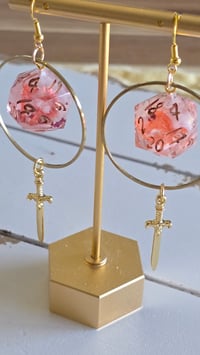 Image 1 of Femme Fatale florale dagger d20 earrings