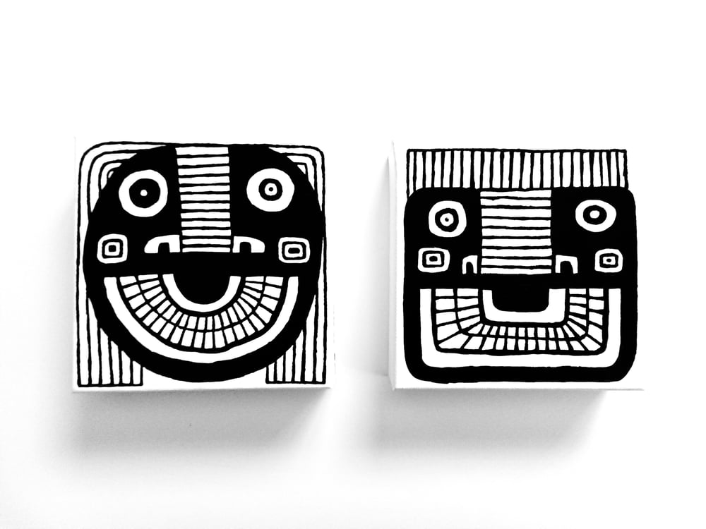 Image of FACE PAINTINGS - 6" X 6" CANVAS (Set of 2)