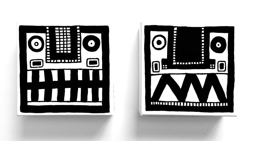 Image of FACE PAINTINGS - 6" X 6" CANVAS (Set of 2) .