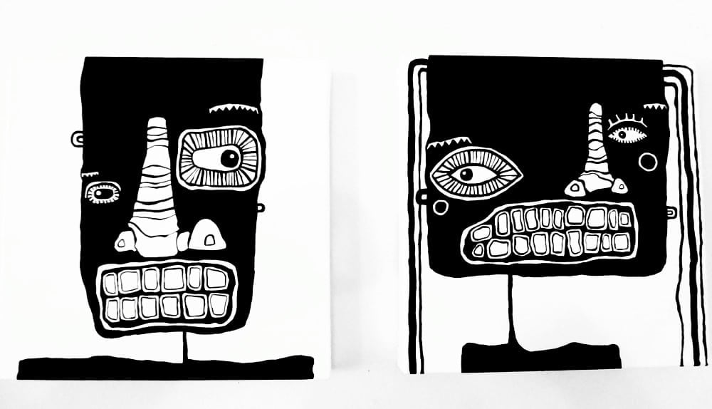 Image of FACE PAINTINGS - 12 " X 12" CANVAS (Set of 2)