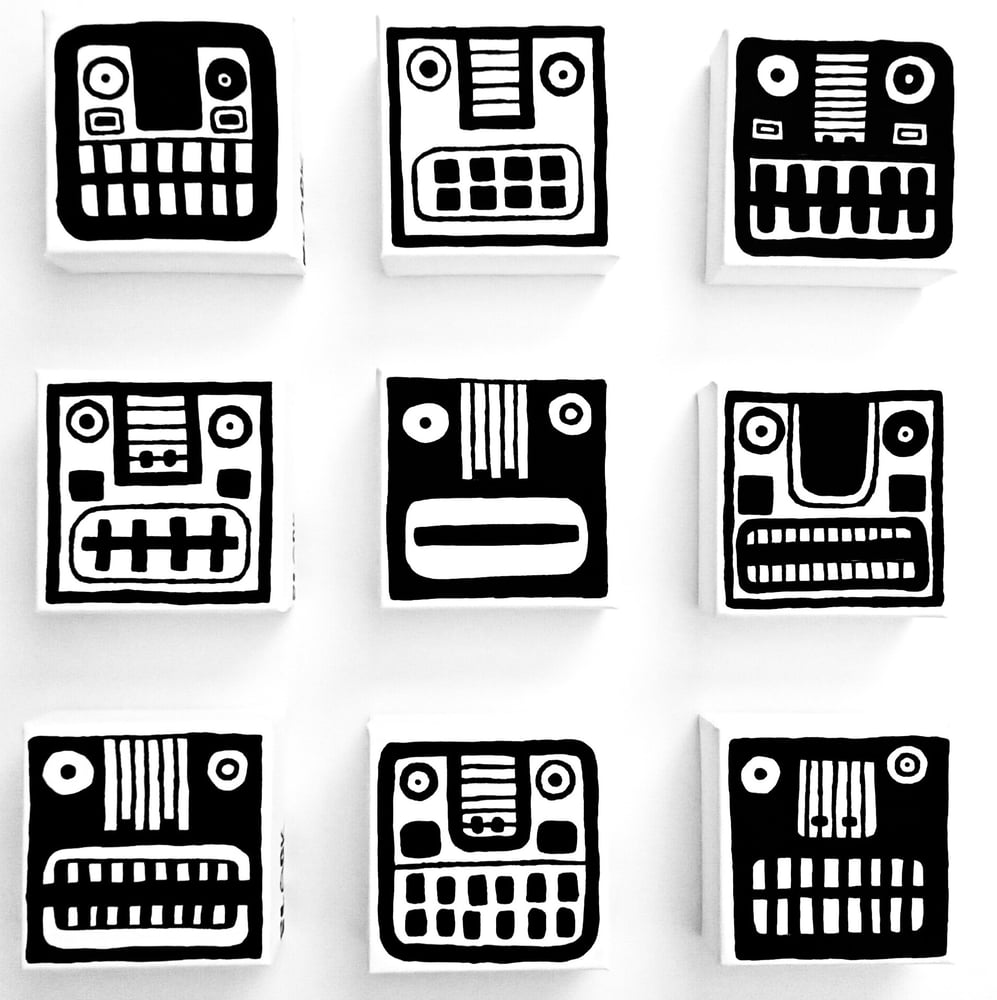 Image of FACE PAINTINGS - 4" X 4" CANVAS (Set of 9)