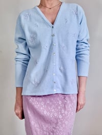 Image 1 of Vintage Y2K Light Blue Embroidered Cardigan (M/L)