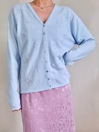 Image 3 of Vintage Y2K Light Blue Embroidered Cardigan (M/L)