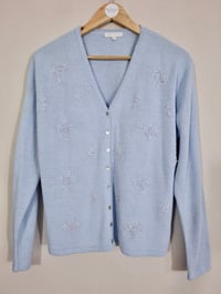 Image 5 of Vintage Y2K Light Blue Embroidered Cardigan (M/L)