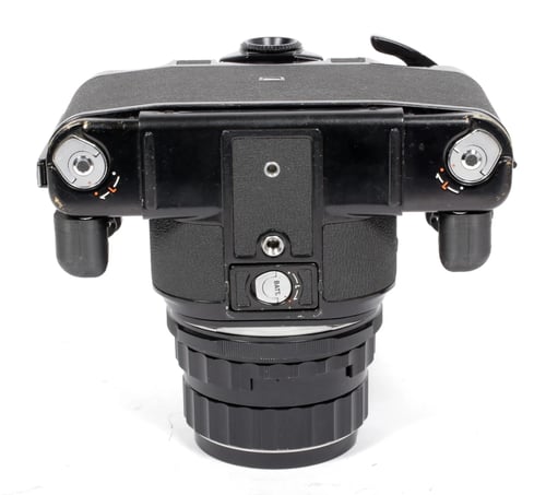 Image of Pentax 6X7 MLU camera with metered prism and SMC 105mm F2.4 lens + grips #0329