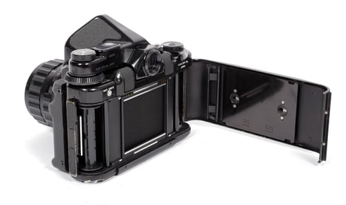 Image of Pentax 6X7 MLU camera with metered prism and SMC 105mm F2.4 lens + grips #0329