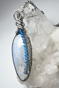 Image 4 of Rainbow Moonstone and Blue Onyx Sterling Silver Pendant 