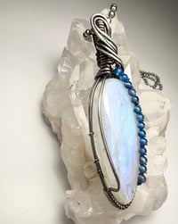 Image 5 of Rainbow Moonstone and Blue Onyx Sterling Silver Pendant 