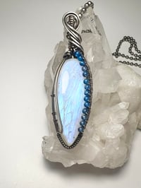 Image 1 of Rainbow Moonstone and Blue Onyx Sterling Silver Pendant 