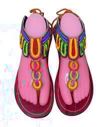 Image 2 of Handmade African beaded sandals .