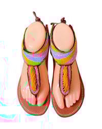 Image 1 of Handmade African beaded sandals .